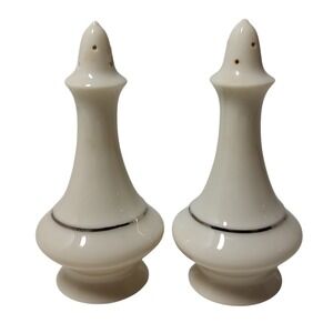 Lenox Regency Collection Salt Pepper Shakers Ivory Silver Color Vintage 4 In SEE
